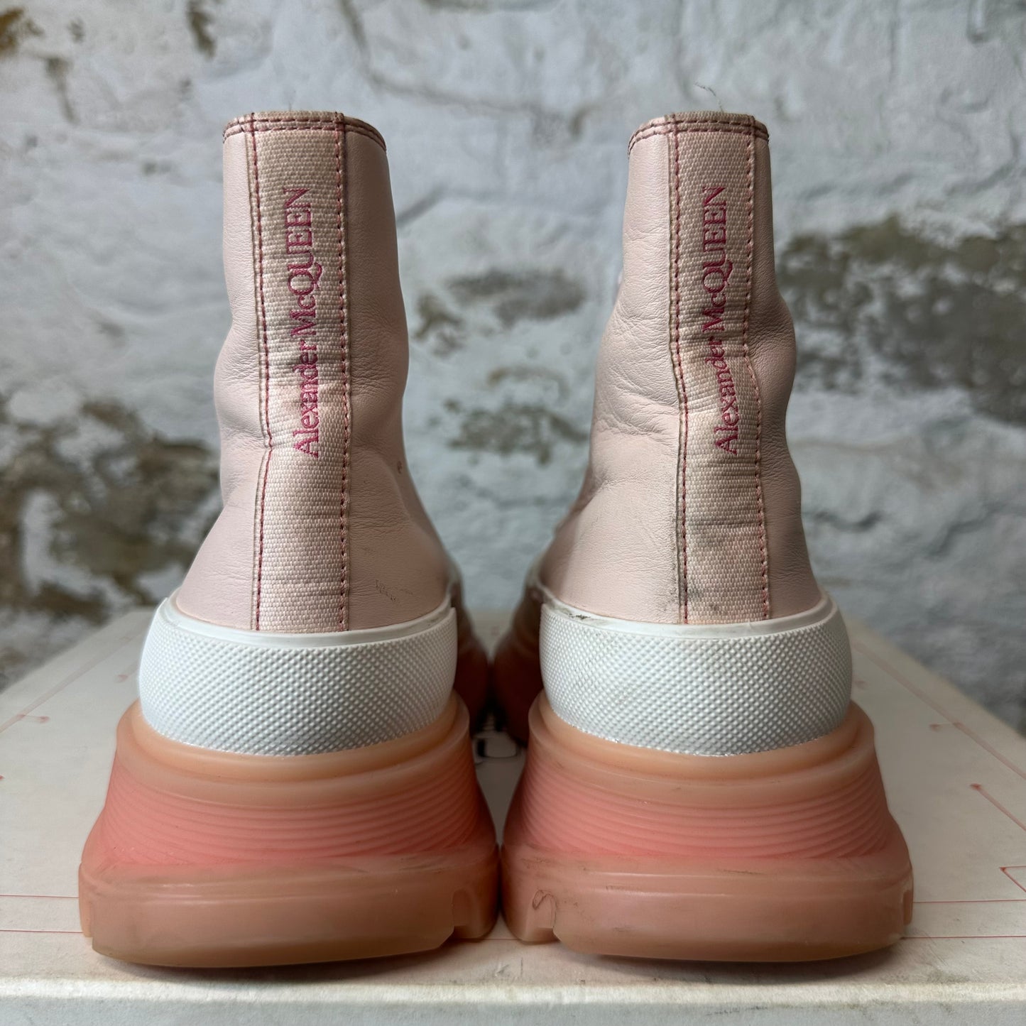 Alexander McQueen Pink White Tread Boot Sz 6 (38.5)
