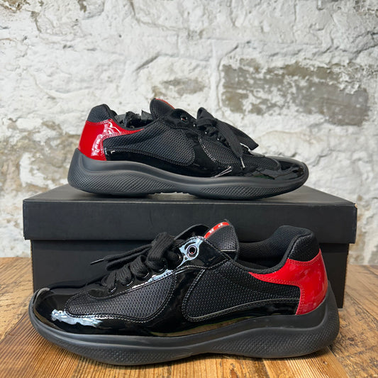 Prada Americas Cup Black Red Patent Black Sneaker Sz 10
