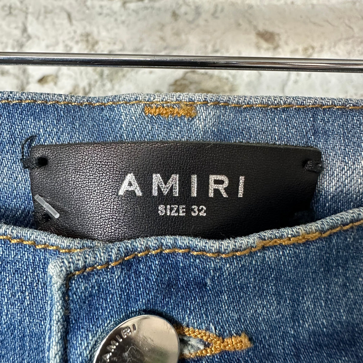 Amiri MX1 Sky Blue Cream Blue Denim Jeans Sz 32