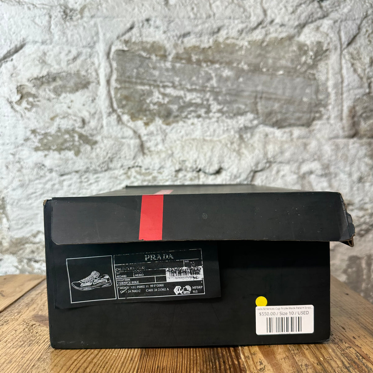 Prada Americas Cup Triple Black Patent Sneaker Sz 10