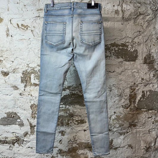 Amiri MX1 Camo Patch Light Blue Denim Jeans Sz 32