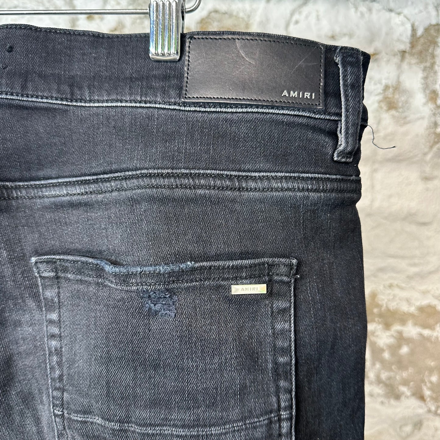 Amiri MX1 Cracked Blue Black Denim Jeans Sz 38