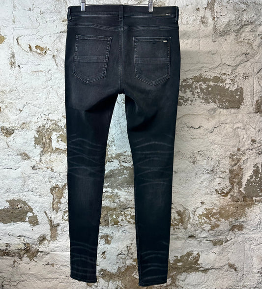 Amiri MX1 Black White Woven Black Denim Jeans Sz 36