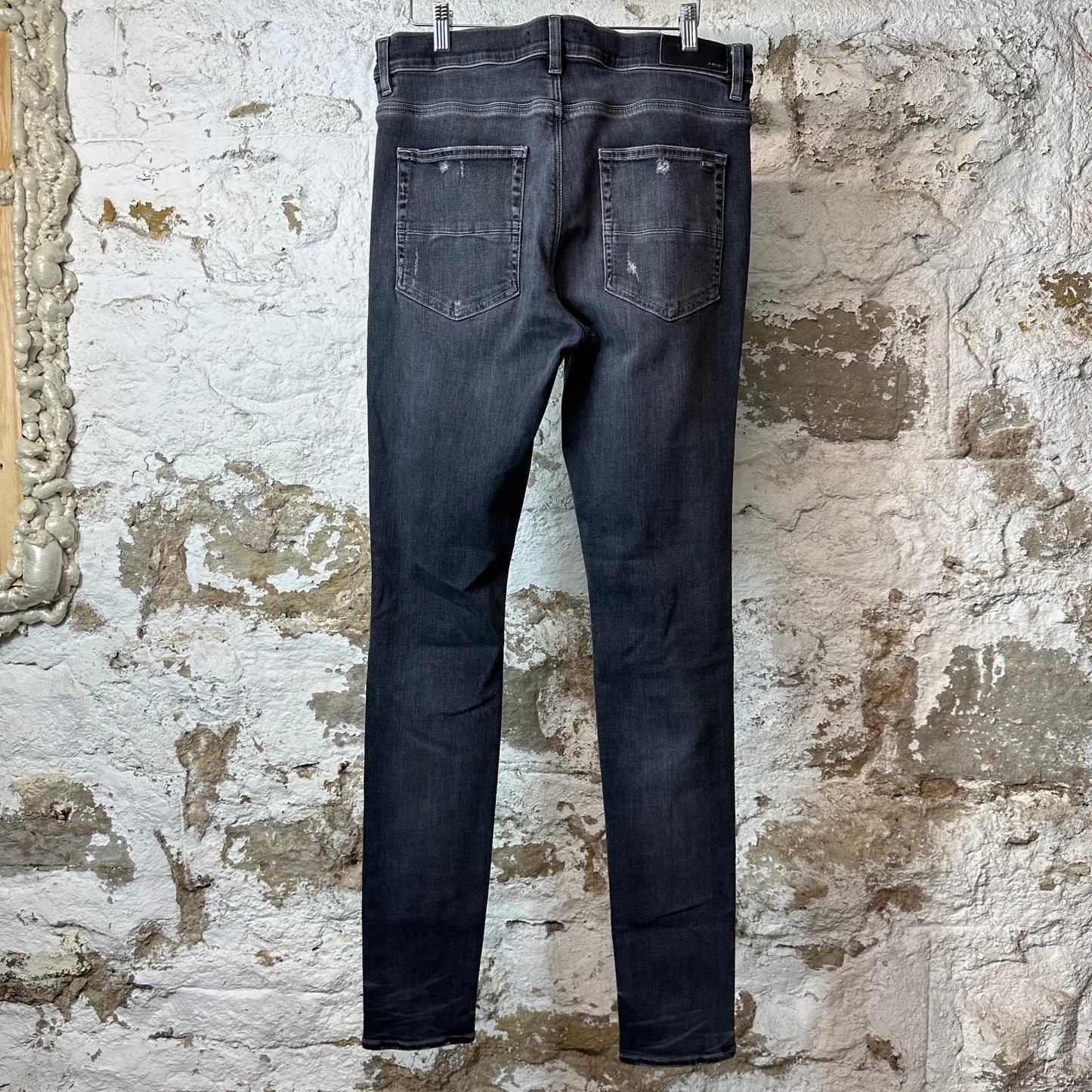 Amiri MX1 Black Paisley Thrasher Grey Denim Jeans Sz 34