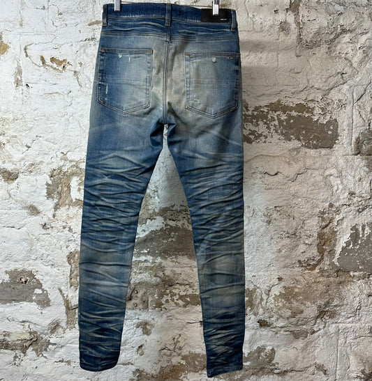 Amiri Plain Blue Honeycomb Denim Jeans Sz 31
