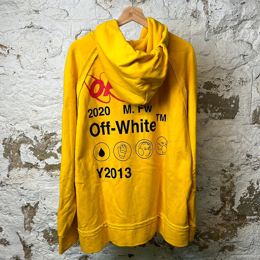 Off White Mask Hoodie Yellow Sz M