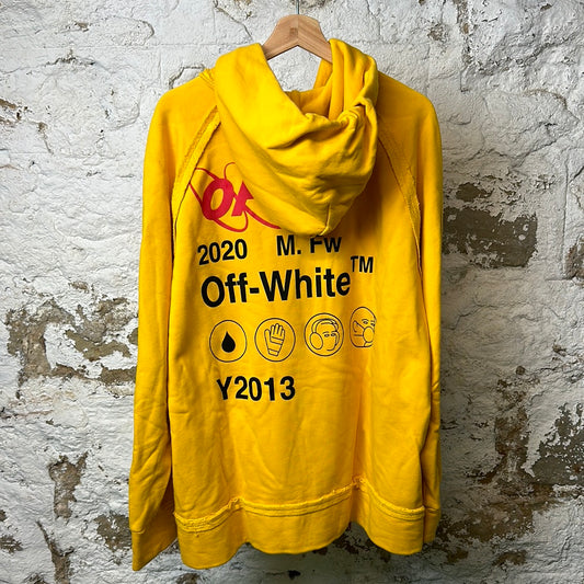 Off White Mask Hoodie Yellow Sz M