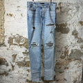 Amiri MX1 Crystal Patch Blue Denim Jeans Sz 34