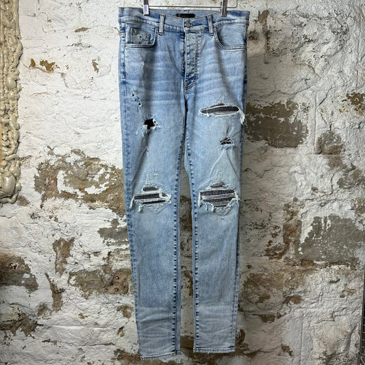 Amiri MX1 Crystal Patch Blue Denim Jeans Sz 34