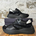 Prada Triple Black White Tab Platform Sneaker Sz 10