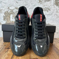 Prada Americas Cup Olive Green Red Patent Sneaker Sz 7.5