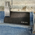 Amiri MX1 Black Leather Blue Denim Jeans Sz 36