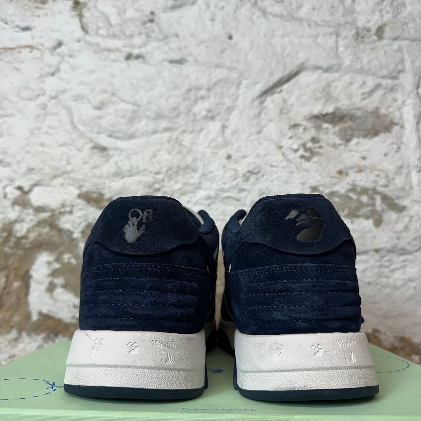 Off White Out of Office Navy Suede Gray Sneaker Sz 9 (42)