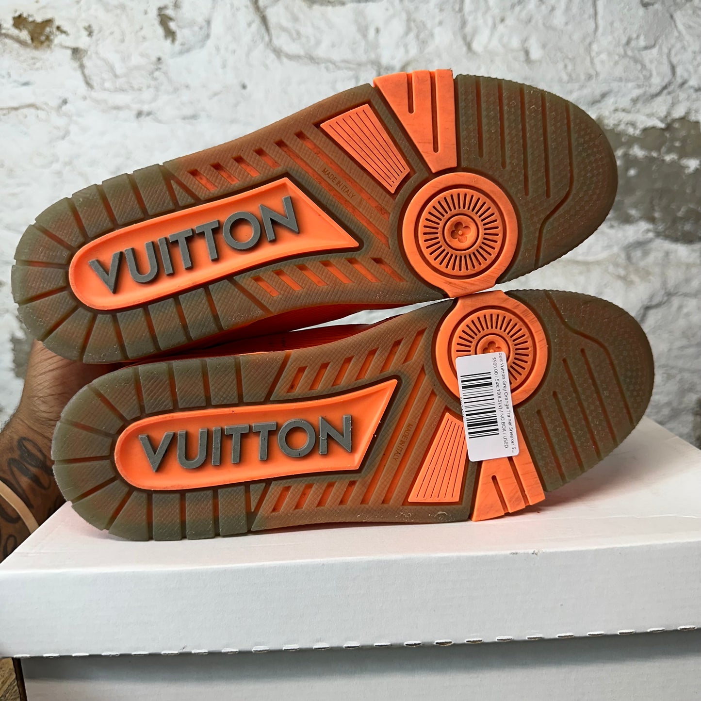 Louis Vuitton Grey Orange Trainer Sneaker Sz 10 (8.5LV)