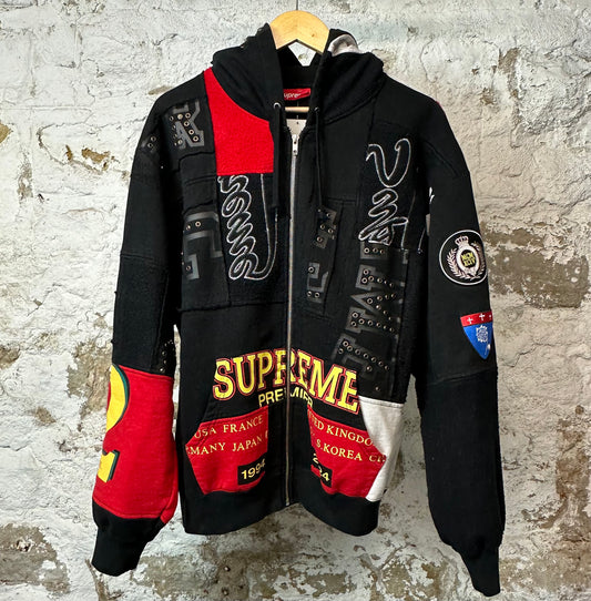 Supreme Multipatch Studs Zip Up Hoodie Black Sz L