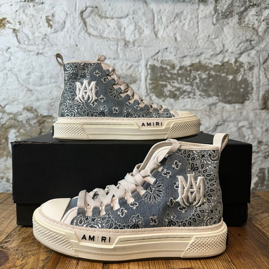 Amiri High White MA Blue Paisley Cream Sneaker Sz 7 (40)