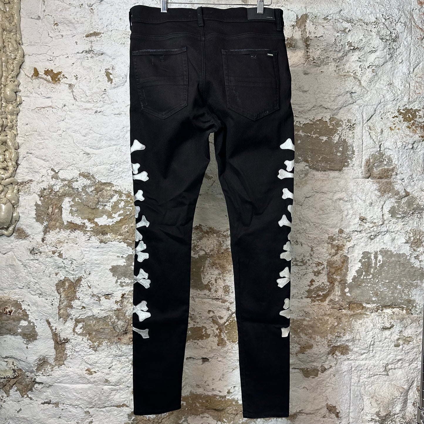 Amiri Silver Bones Black Denim Jeans Sz 36