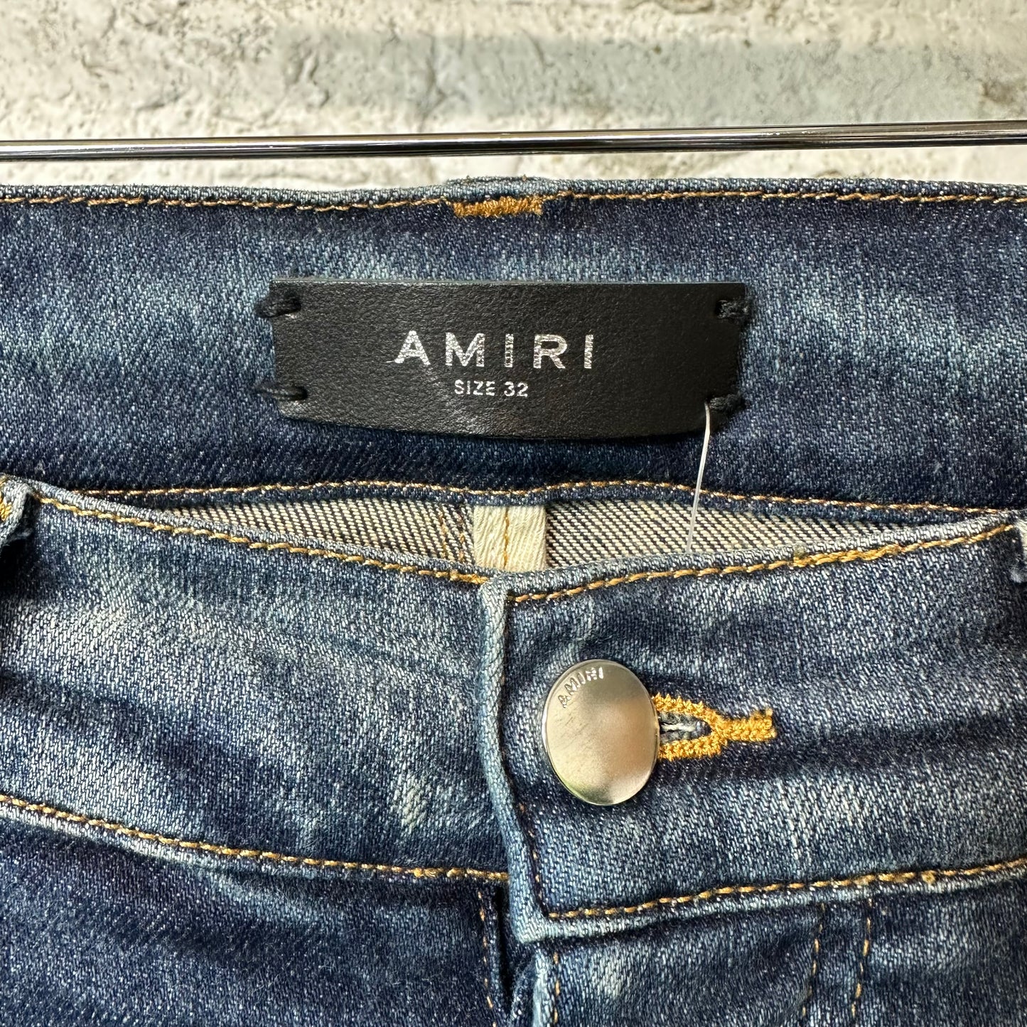 Amiri Purple Paisley Spell Dark Blue Denim Jeans Sz 32