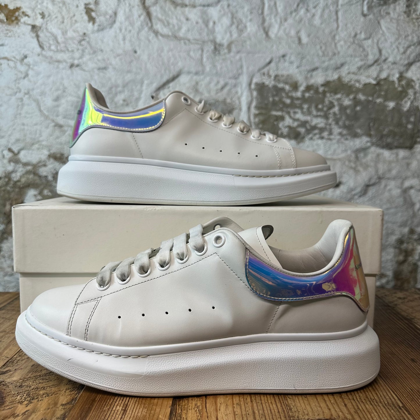 Alexander Mcqueen Iridescent Tab White Sneaker Sz 10 (43)