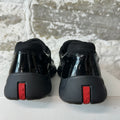 Prada Americas Cup Triple Black Patent Sneaker Sz 7