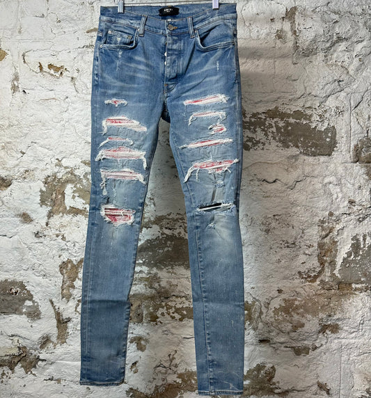 Amiri MX1 Pink Tye Dye Blue Denim Jeans Sz 31