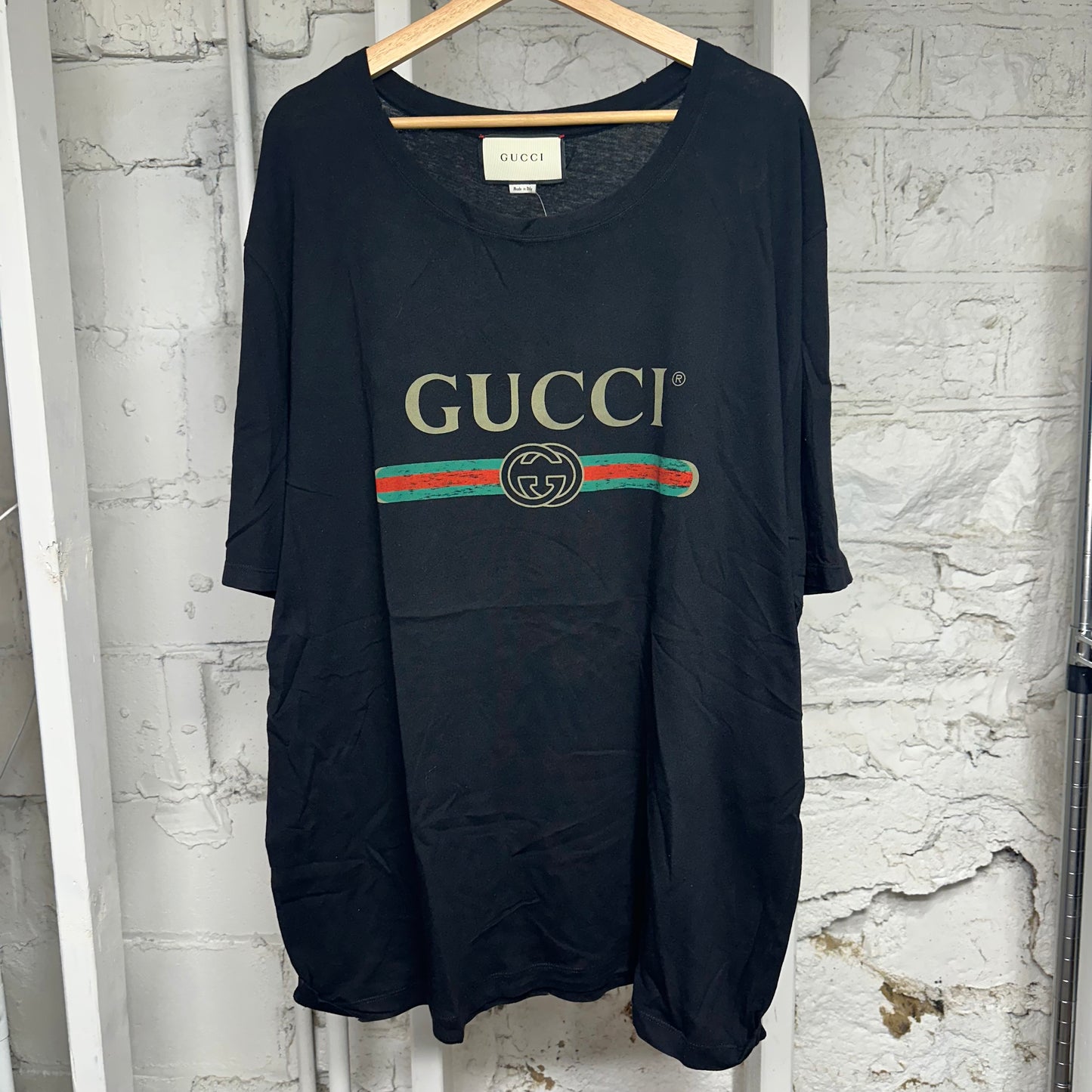 Gucci Vintage Logo Black T-Shirt Sz XXXL