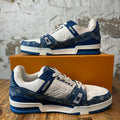Louis Vuitton Denim Monogram White Trainer Sneaker Sz 10.5 (9LV)