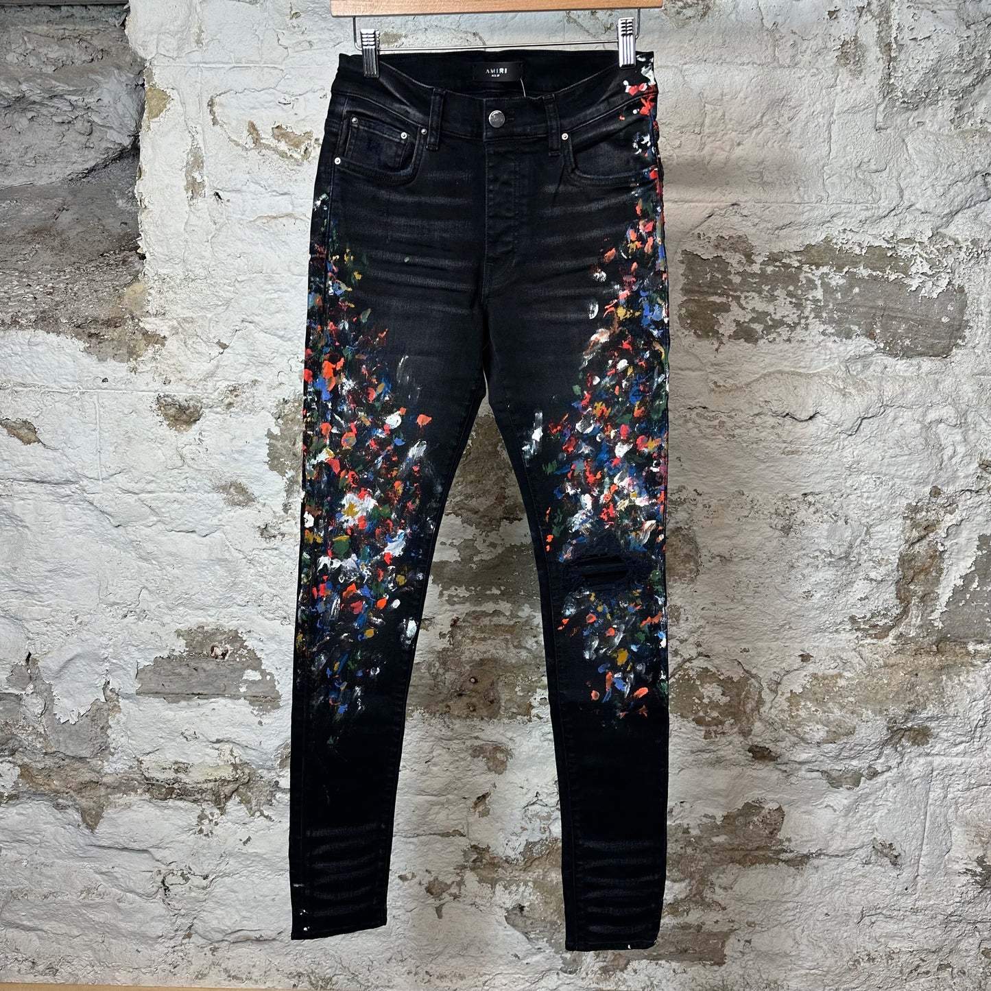 Amiri Multicolor Paint Splatter Black Denim Jeans