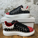 Alexander Mcqueen Red Black White Stud Sneaker Sz 7 (40) No Box