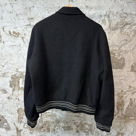 Amiri Cream Bone Varsity Jacket Black Sz XL (52)