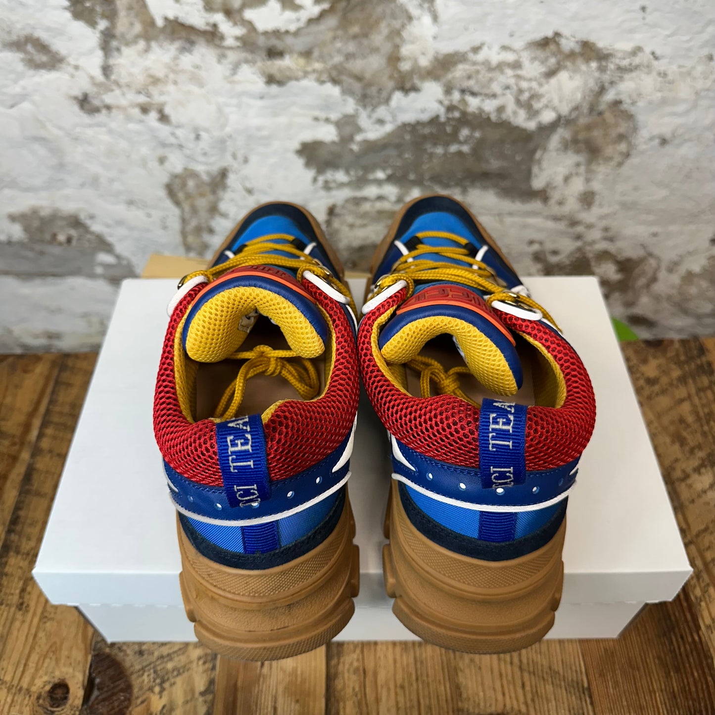 Gucci Flashtrek Red Blue Brown Boot Sneaker Sz 7