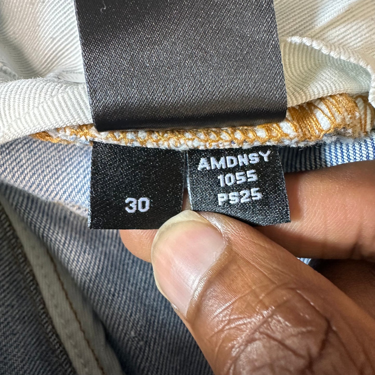 Amiri MX1 Cream Suede Blue Denim Jeans Sz 30