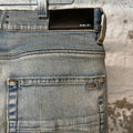 Amiri MX1 Cream Suede Lightwash Blue Denim Jeans Sz 32 DS