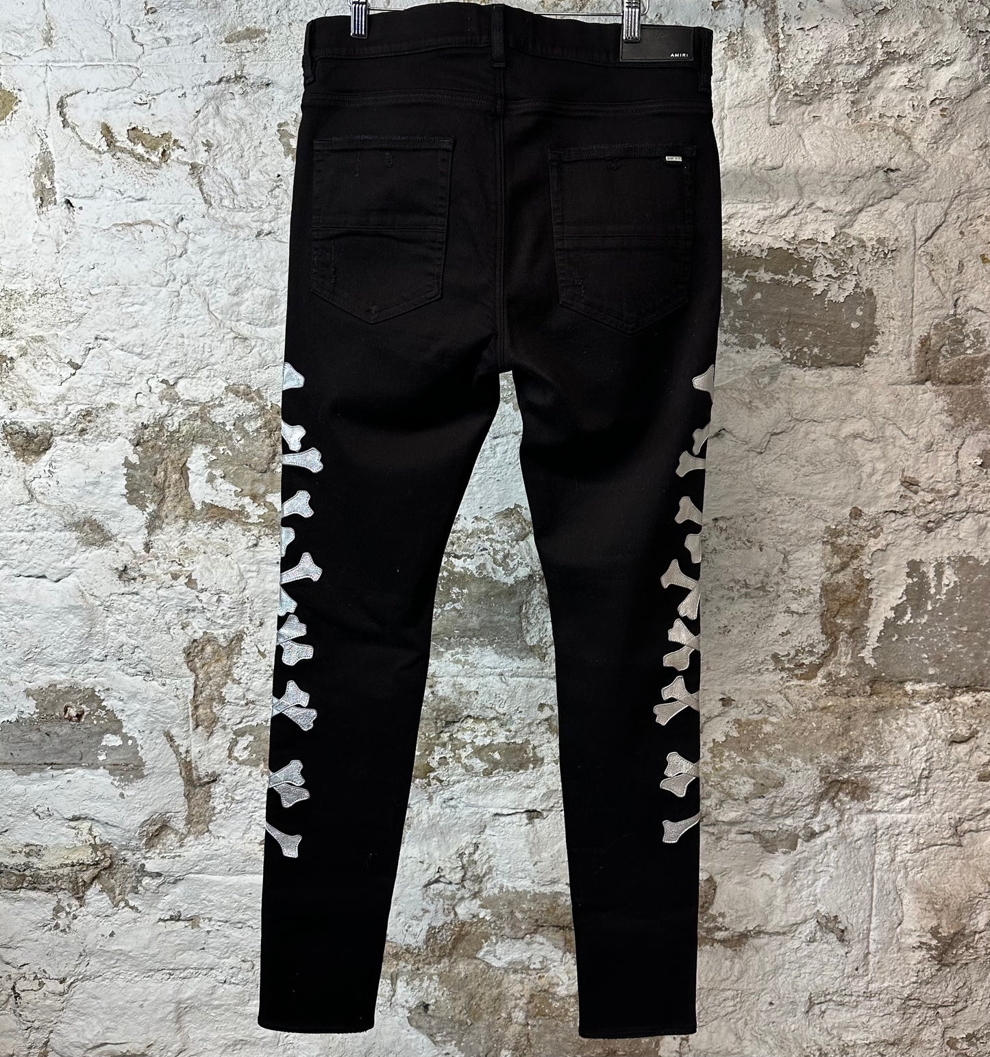 Amiri Silver Bones Black Denim Jeans Sz 36