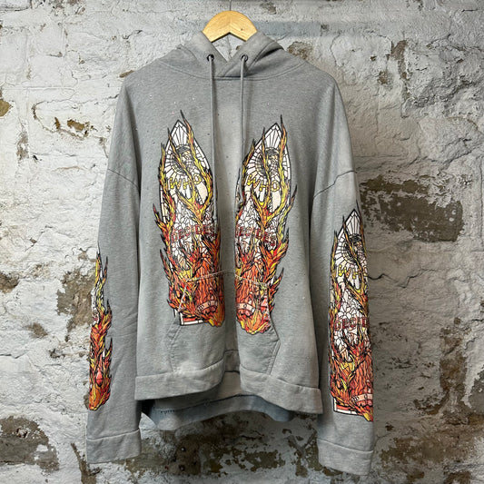 Who Decides War Stained Glass Flame Hoodie Gray Sz XL