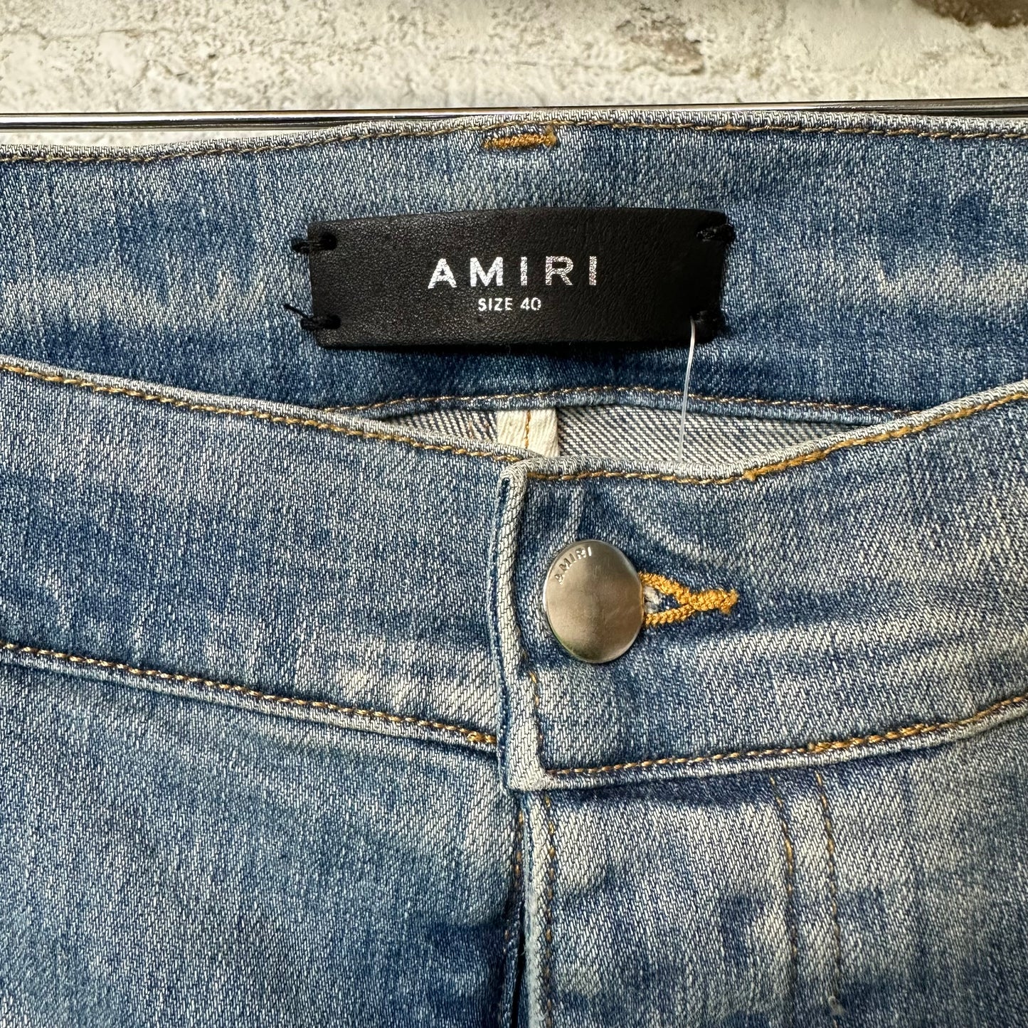 Amiri Green Camo Bones Blue Denim Jeans Sz 40