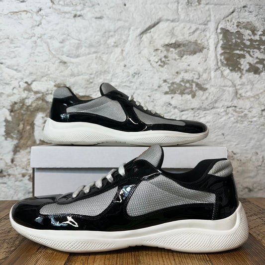 Prada Americas Cup Black Patent Gray White Sneaker Sz 13