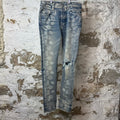 Amiri White Paisley Print Blue Denim Jeans Sz 32