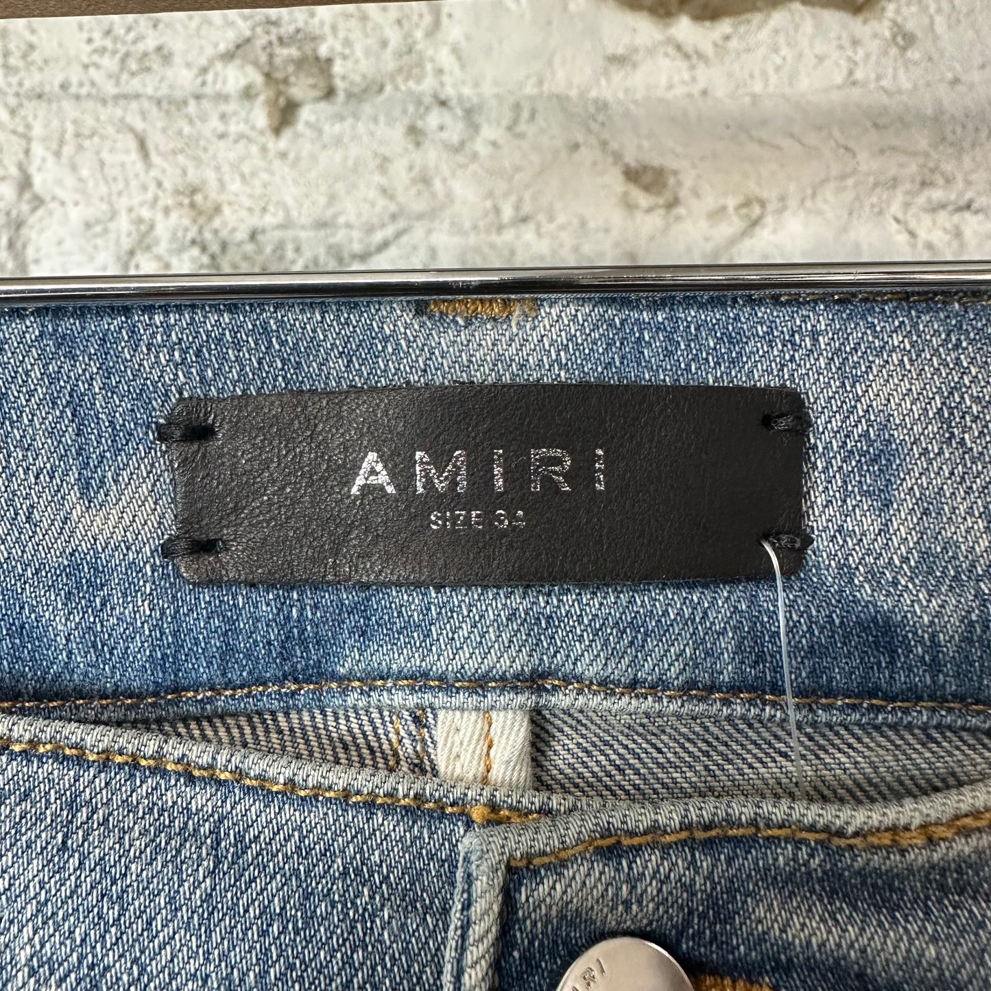 Amiri MX1 Camo Spell Blue Denim Jeans Sz 34