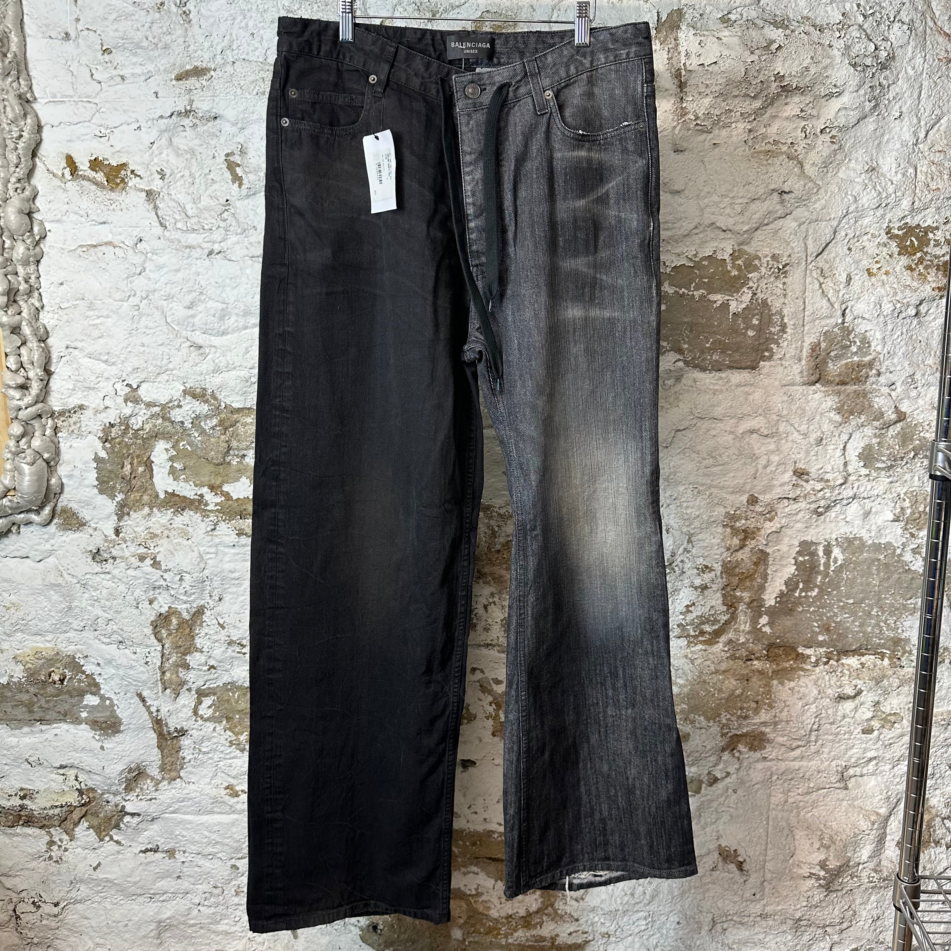 Balenciaga Fifty-Fifty Black Denim Jeans Sz L DS