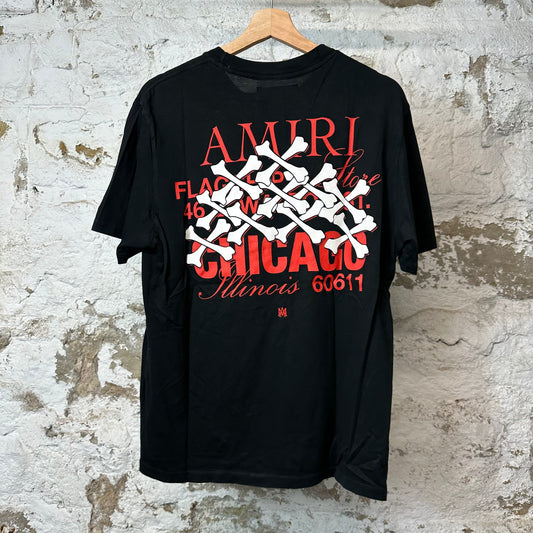 Amiri Chicago Flagship Bones T-shirt Black Sz S