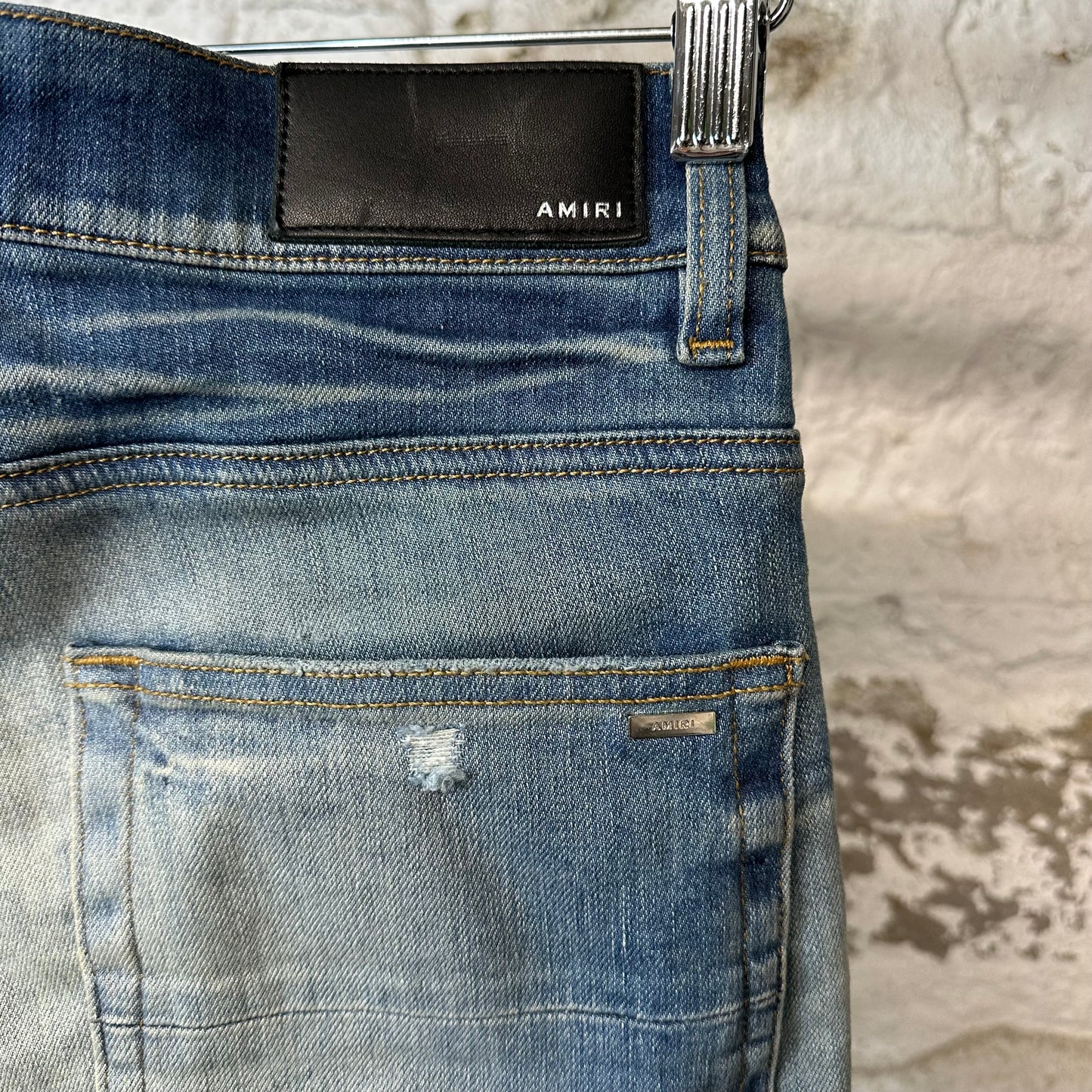 Amiri Plain Blue Honeycomb Denim Jeans Sz 31