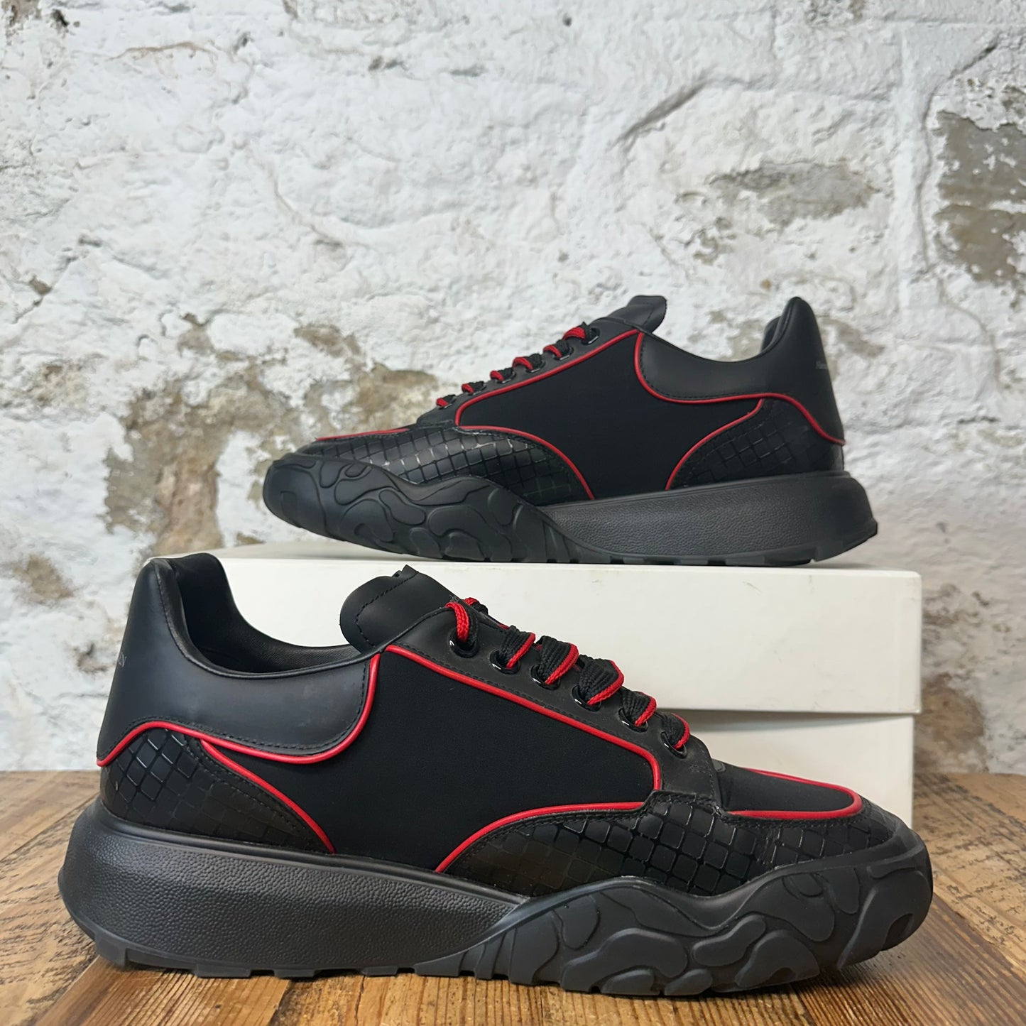 Alexander Mcqueen Black Red Nappa Joey Sneaker Sz 10.5 (43.5)