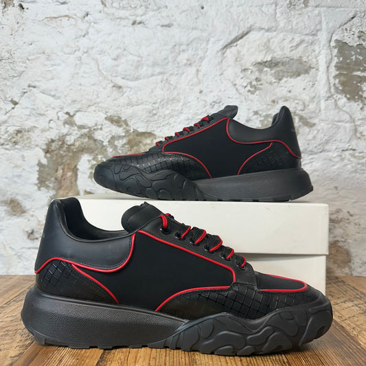 Alexander Mcqueen Black Red Nappa Joey Sneaker Sz 10.5 (43.5)