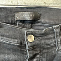 Amiri MX1 Grey Paisley Patch Black Denim Jeans Sz 28