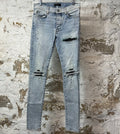 Amiri MX1 Black Leather Blue Denim Jeans Sz 31