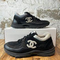 Chanel CC Black White Trainer Sneaker Sz 8.5 (41.5)