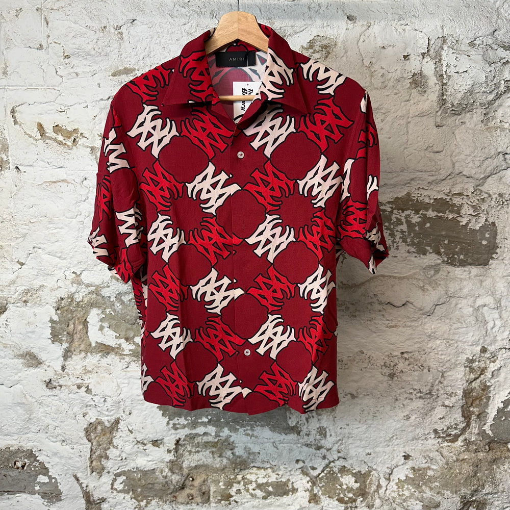 Amiri White Red AM Button Up Shirt Red Sz S
