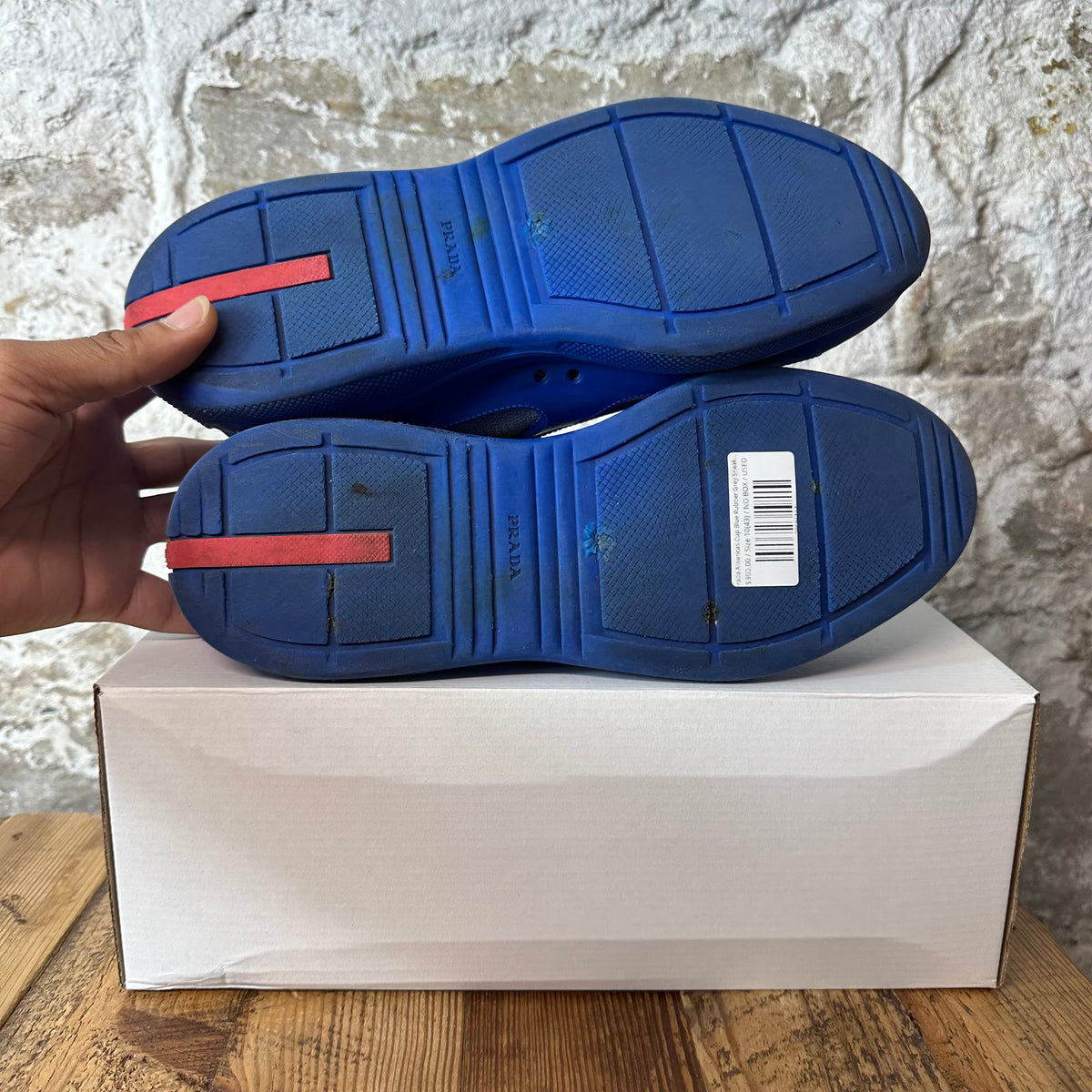 Prada Americas Cup Blue Rubber Grey Sneaker Sz 10 (43)