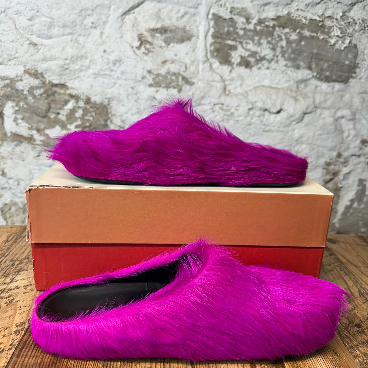 Marni Fussbett Sabot Pink Fur Mule Sz 12 (45)